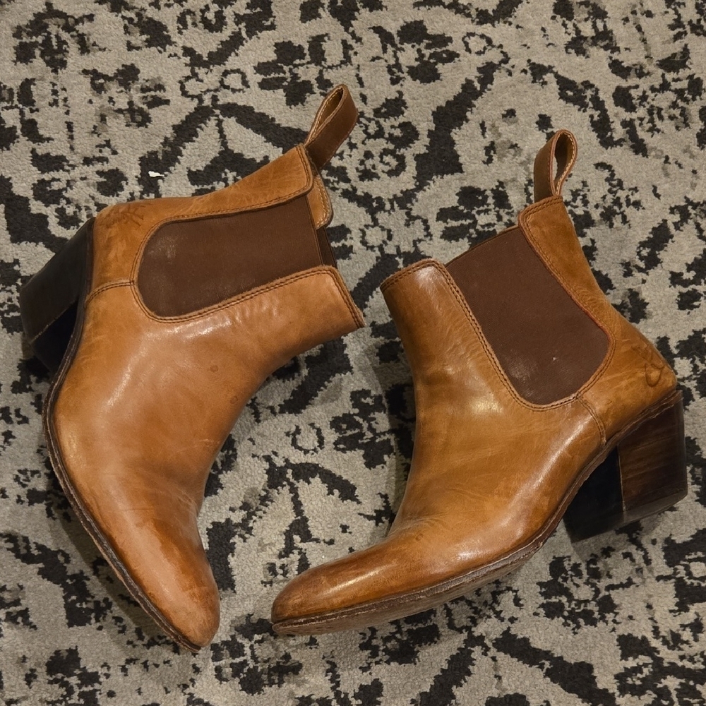 John Fluevog Tan Leather Ankle Boots
